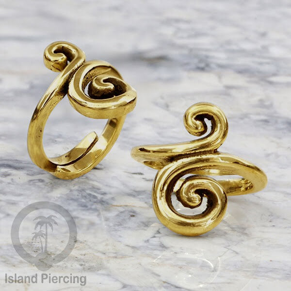Cin-cin Kuningan motif etnik Brass finger Rings Ethnic style