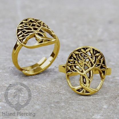 Cin-cin Kuningan motif Lotus, Mandala, Tree of Life Brass finger Rings