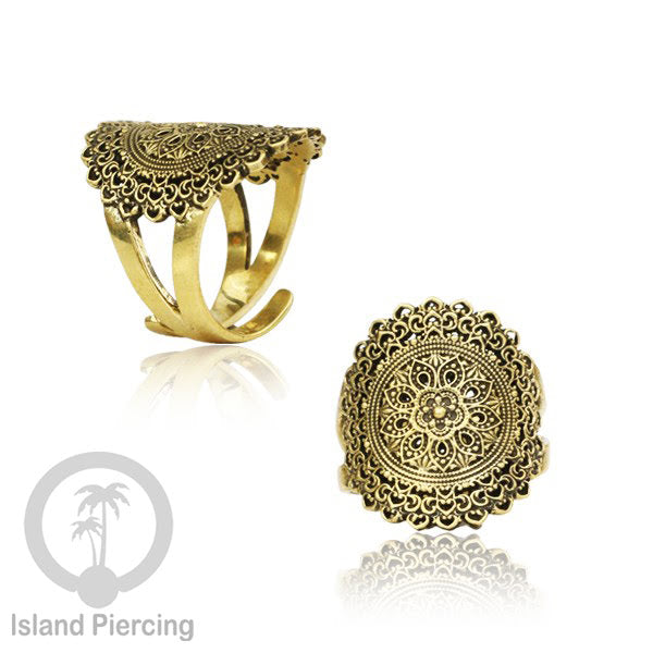 Cin-cin Kuningan motif Lotus, Mandala, Tree of Life Brass finger Rings