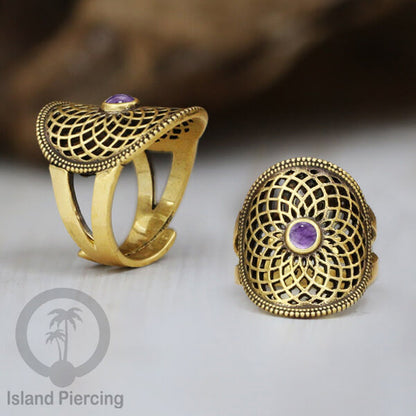 Cin-cin Kuningan dengan Batu asli Brass Rings with semi-precious stones
