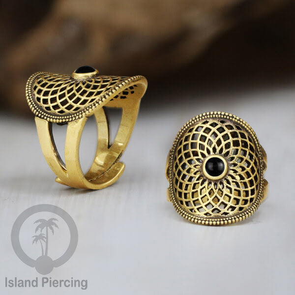 Cin-cin Kuningan dengan Batu asli Brass Rings with semi-precious stones