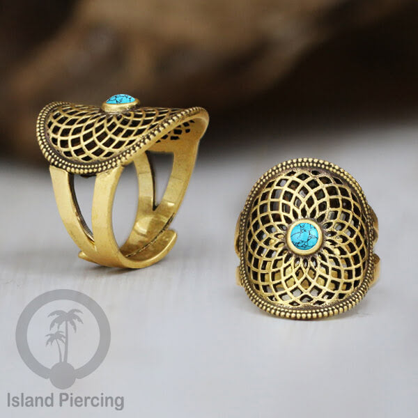 Cin-cin Kuningan dengan Batu asli Brass Rings with semi-precious stones