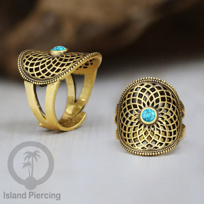 Cin-cin Kuningan dengan Batu asli Brass Rings with semi-precious stones