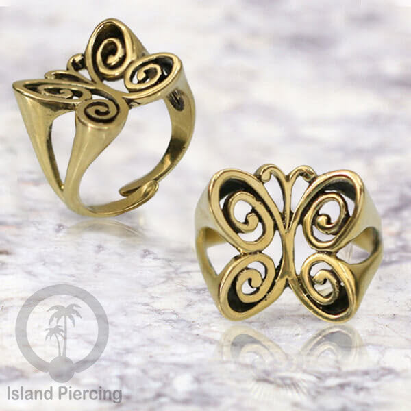 Cin-cin Kuningan motif Mandala, Butterfly, Lotus, Dragonfly Brass finger Rings