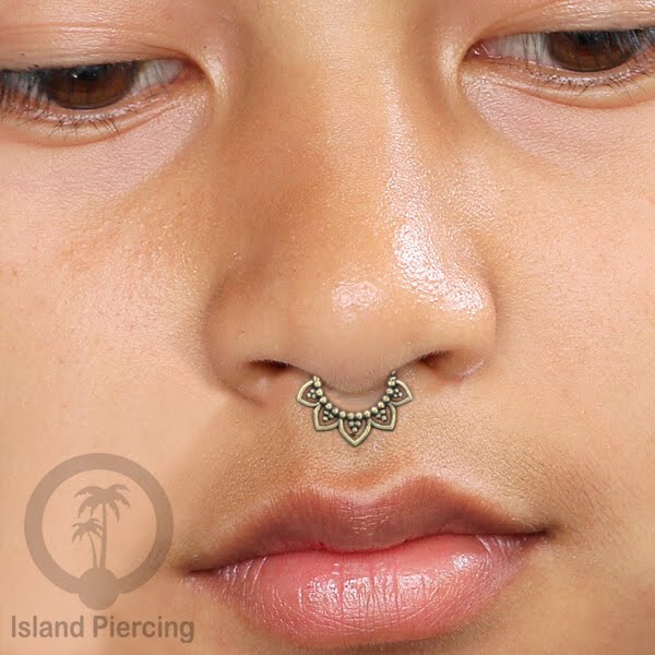 Septum Piercing dan Tindik anting kuningan, Daith, Tragus dan Helix Piercing ukuran 6-10mm
