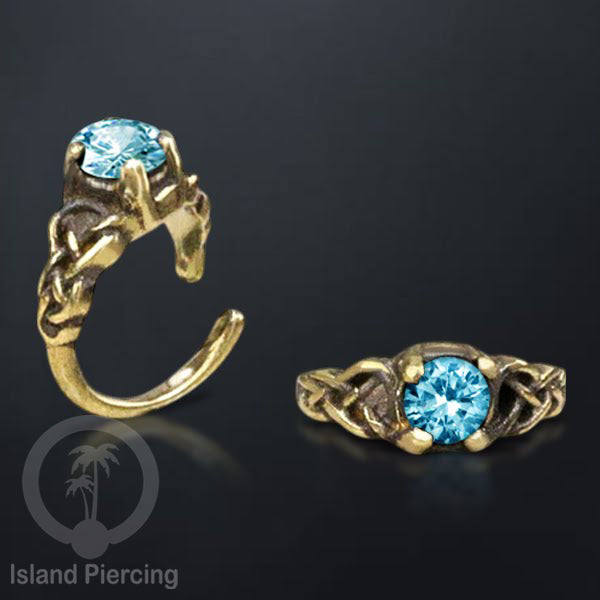 Piercing Brass Tindik Kuningan Telinga Tragus dan Helix Piercing Batu dan Kristal