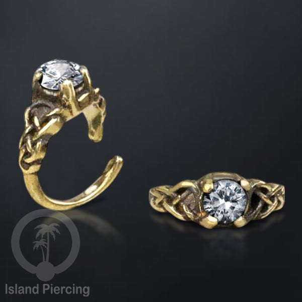 Piercing Brass Tindik Kuningan Telinga Tragus dan Helix Piercing Batu dan Kristal
