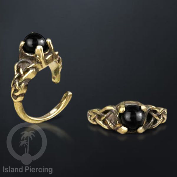 Piercing Brass Tindik Kuningan Telinga Tragus dan Helix Piercing Batu dan Kristal