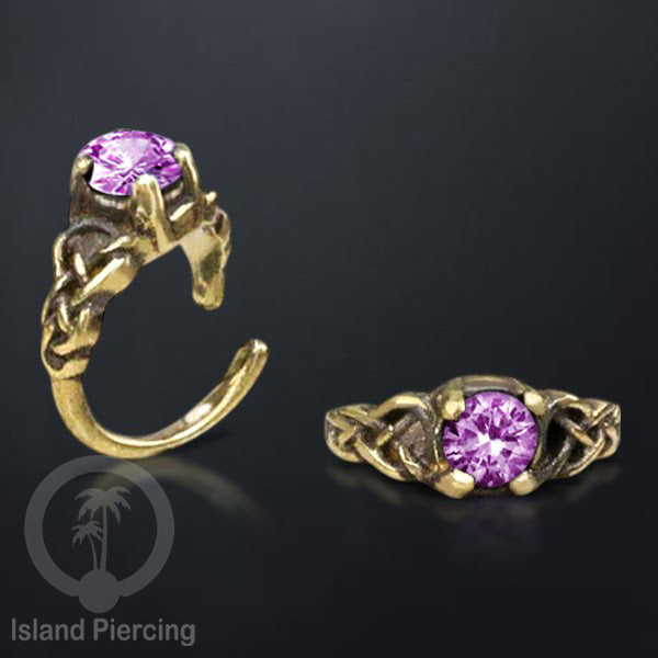 Piercing Brass Tindik Kuningan Telinga Tragus dan Helix Piercing Batu dan Kristal