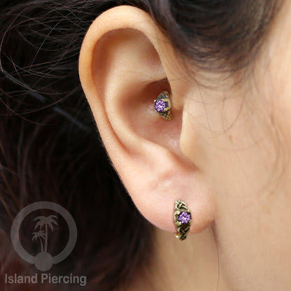 Piercing Brass Tindik Kuningan Telinga Tragus dan Helix Piercing Batu dan Kristal