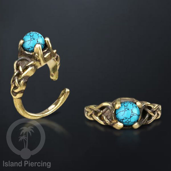 Piercing Brass Tindik Kuningan Telinga Tragus dan Helix Piercing Batu dan Kristal