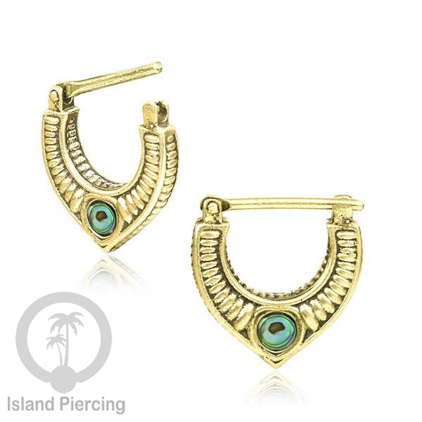 Piercing Brass Clickers Tindik Septum dan Anting Telinga Kuningan dengan Batu asli.