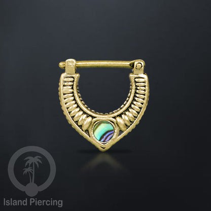 Piercing Brass Clickers Tindik Septum dan Anting Telinga Kuningan dengan Batu asli.