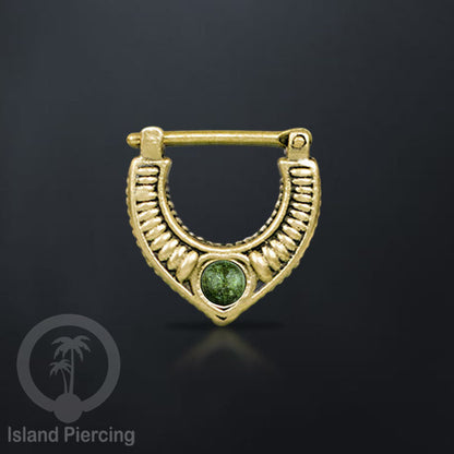 Piercing Brass Clickers Tindik Septum dan Anting Telinga Kuningan dengan Batu asli.