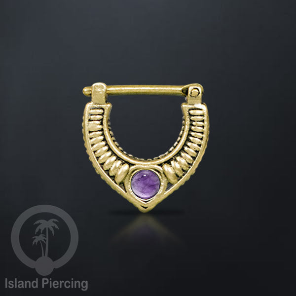 Piercing Brass Clickers Tindik Septum dan Anting Telinga Kuningan dengan Batu asli.