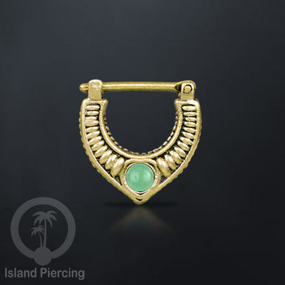 Piercing Brass Clickers Tindik Septum dan Anting Telinga Kuningan dengan Batu asli.