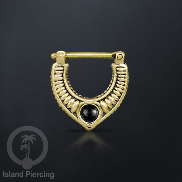 Piercing Brass Clickers Tindik Septum dan Anting Telinga Kuningan dengan Batu asli.