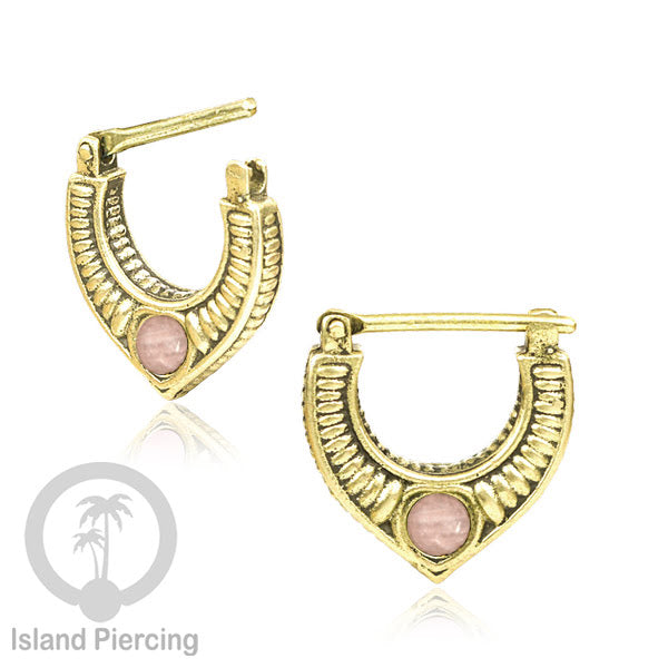 Piercing Brass Clickers Tindik Septum dan Anting Telinga Kuningan dengan Batu asli.