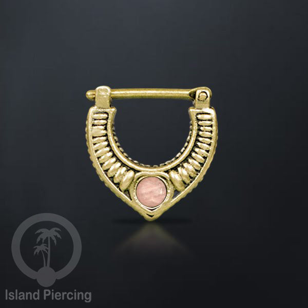 Piercing Brass Clickers Tindik Septum dan Anting Telinga Kuningan dengan Batu asli.