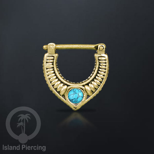 Piercing Brass Clickers Tindik Septum dan Anting Telinga Kuningan dengan Batu asli.