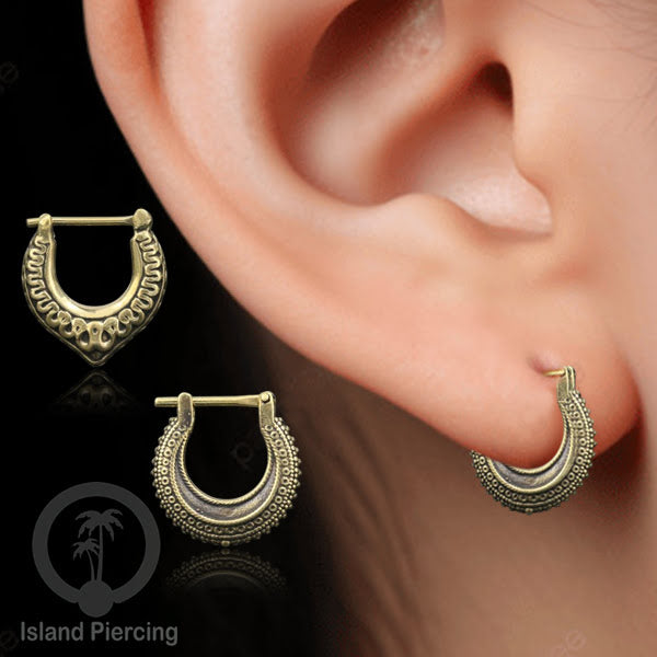 Brass Piercing Clickers. Tindik Tragus dan Helix dari Kuningan, Tindik Telinga dari Kuningan.