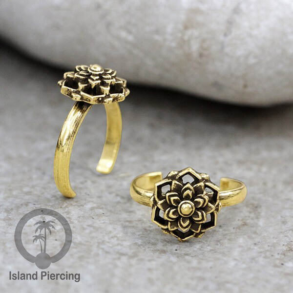 Cin-cin jari kaki Kuningan motif Mandala, Tree  of Life, Flower of Life Brass Toe Rings