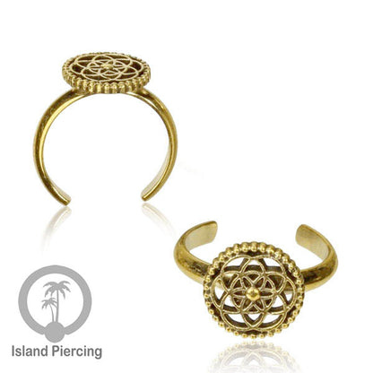 Cin-cin jari kaki Kuningan motif Mandala, Tree  of Life, Flower of Life Brass Toe Rings