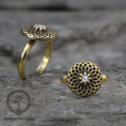 Cin-cin jari kaki Kuningan dengan Kristal Zircon Bening Brass Toe Rings with Clear Zirconia