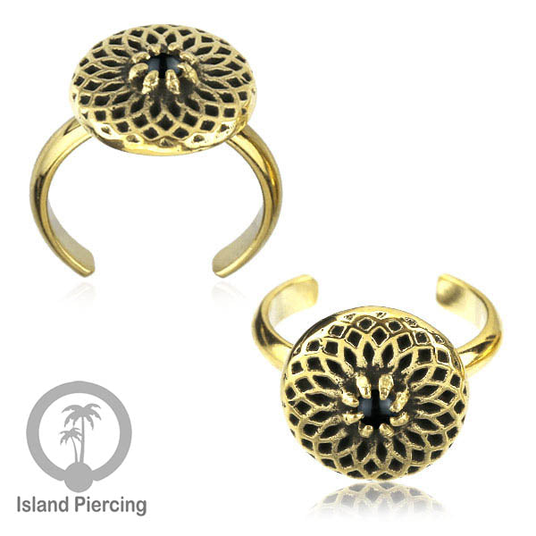 Cin-cin jari kaki Kuningan dengan Batu Onyx Hitam Brass Toe Rings with Black Onyx