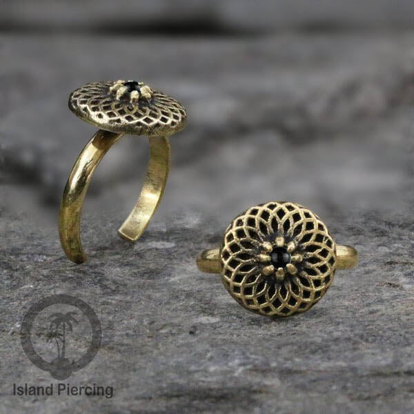 Cin-cin jari kaki Kuningan dengan Batu Onyx Hitam Brass Toe Rings with Black Onyx