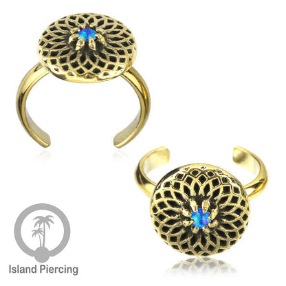 Cin-cin jari kaki Kuningan dengan Opal biru Brass Toe Rings with Blue Opal