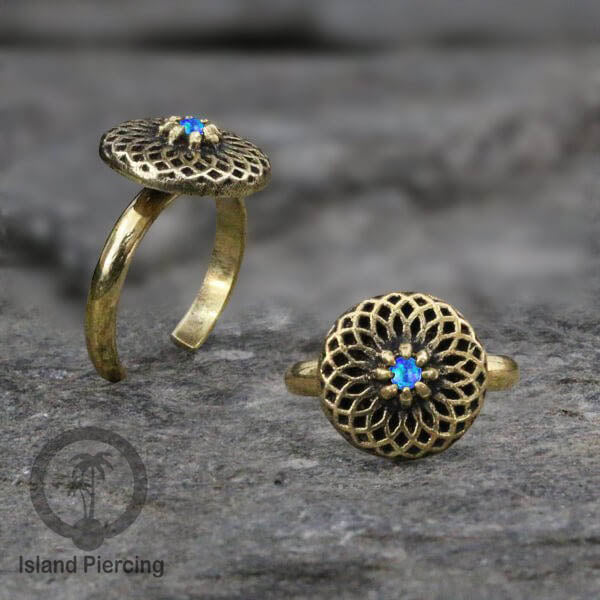 Cin-cin jari kaki Kuningan dengan Opal biru Brass Toe Rings with Blue Opal