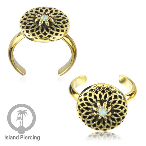 Cin-cin jari kaki Kuningan dengan Opal putih Brass Toe Rings with White Opal