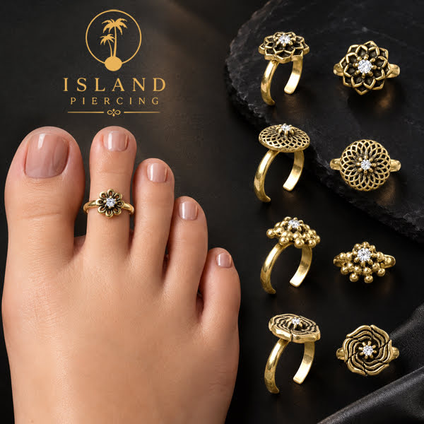 Cin-cin jari kaki Kuningan dengan Kristal Zircon Bening Brass Toe Rings with Clear Zirconia