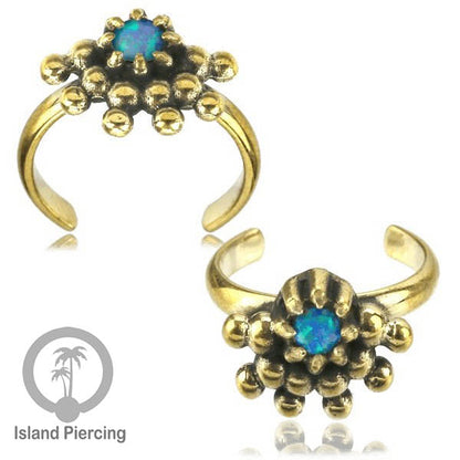 Cin-cin jari kaki Kuningan dengan Opal biru Brass Toe Rings with Blue Opal