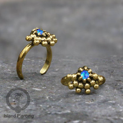 Cin-cin jari kaki Kuningan dengan Opal biru Brass Toe Rings with Blue Opal