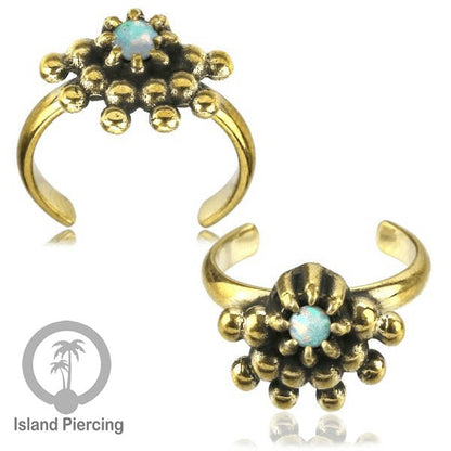 Cin-cin jari kaki Kuningan dengan Opal putih Brass Toe Rings with White Opal