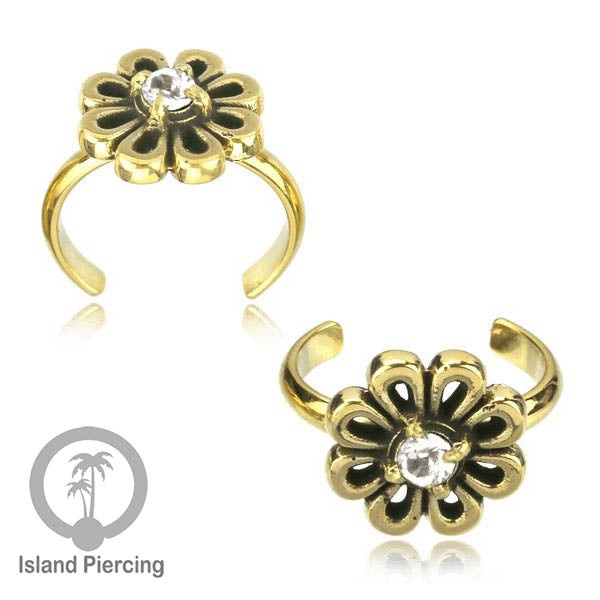 Cin-cin jari kaki Kuningan dengan Kristal Zircon Bening Brass Toe Rings with Clear Zirconia