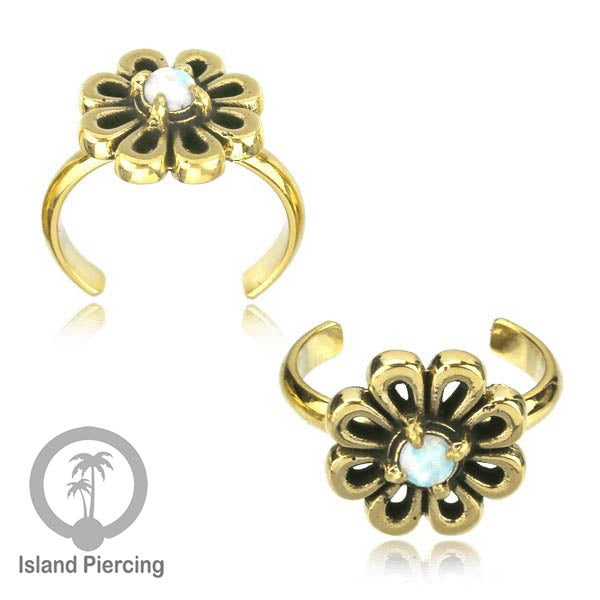 Cin-cin jari kaki Kuningan dengan Opal putih Brass Toe Rings with White Opal