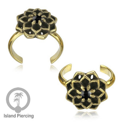 Cin-cin jari kaki Kuningan dengan Batu Onyx Hitam Brass Toe Rings with Black Onyx