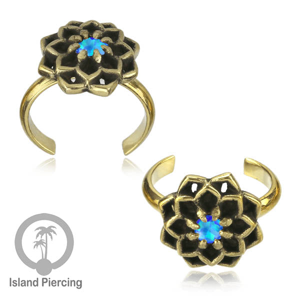 Cin-cin jari kaki Kuningan dengan Opal biru Brass Toe Rings with Blue Opal