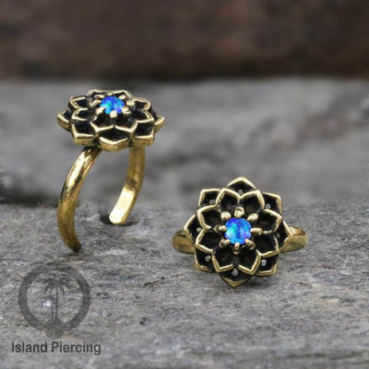 Cin-cin jari kaki Kuningan dengan Opal biru Brass Toe Rings with Blue Opal