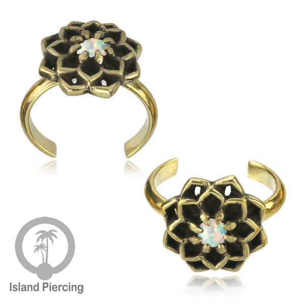 Cin-cin jari kaki Kuningan dengan Opal putih Brass Toe Rings with White Opal