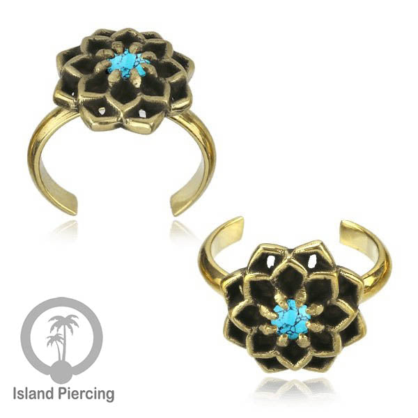 Cin-cin jari kaki Kuningan dengan Batu Turquoise Brass Toe Rings with Turquoise