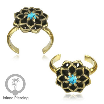 Cin-cin jari kaki Kuningan dengan Batu Turquoise Brass Toe Rings with Turquoise