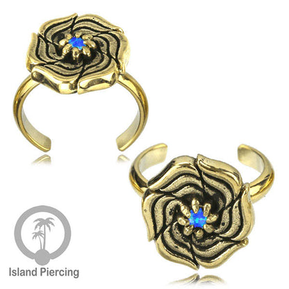 Cin-cin jari kaki Kuningan dengan Opal biru Brass Toe Rings with Blue Opal