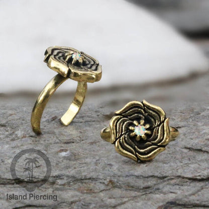 Cin-cin jari kaki Kuningan dengan Opal putih Brass Toe Rings with White Opal