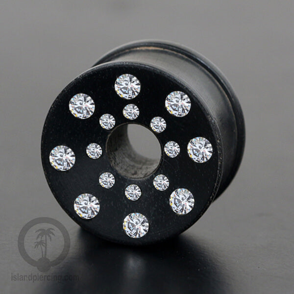 Plug kayu dan Tulang buatan tangan dengan Kristal Zirconia yang kualitas tinggi, desain yang unik hanya ketemu di toko kita