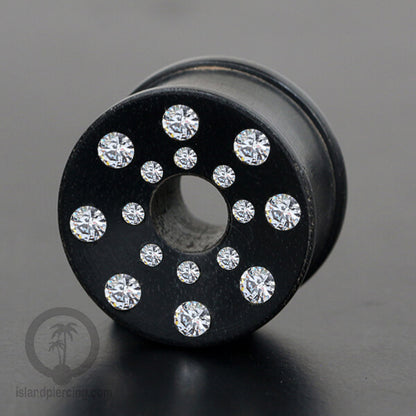 Plug kayu dan Tulang buatan tangan dengan Kristal Zirconia yang kualitas tinggi, desain yang unik hanya ketemu di toko kita