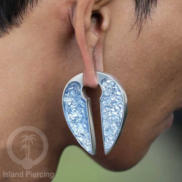 Tindik Anting Piercing Epoxy dan Kuningan Ear Expander dan Ear Clicker